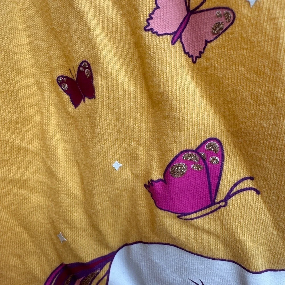 The Children's Place 2T Girls Yellow & White Unicorn Tank Top Flutter Blouse